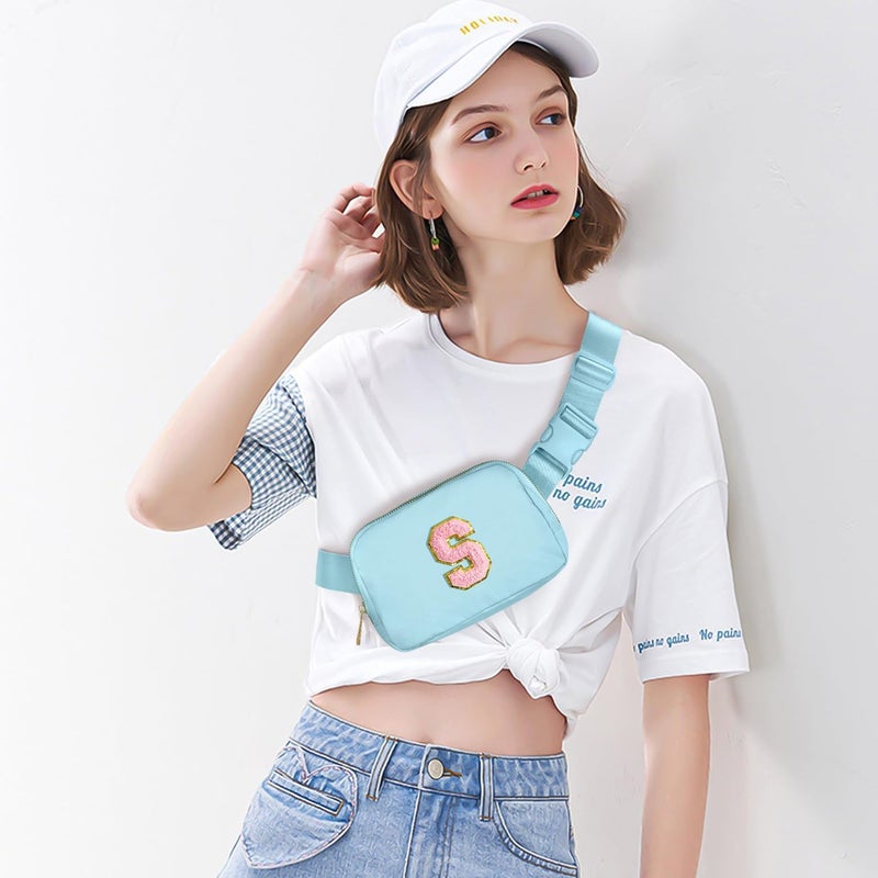 Gitus Gifts for 7 8 9 10 11 Year Old Girls Belt Bag Fanny Pack Crossbody Bags with Initial Letter Patch Birthday Gifts for Daughter Sister Friends Teen girls (Icing Blue-S) - Image 2